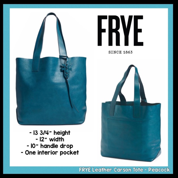 Frye Leather Carson Large Tote Peacock Blue Green - Picture 3 of 10